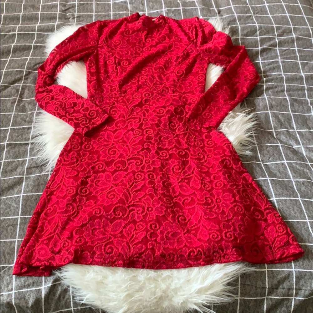 Red Lace Fit & Flare Dress